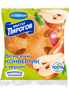 Слойка Мастер Пирогов Венский конвертик с грушей, 70г