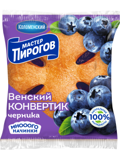 Слойка Мастер Пирогов Венский конвертик с черникой, 70г