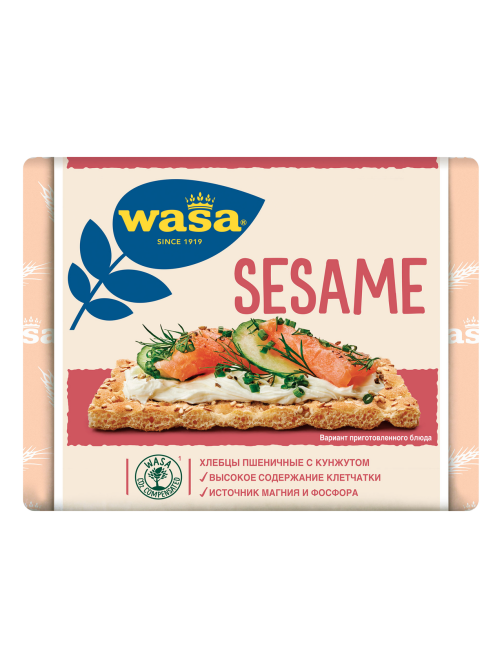 Хлебцы Wasa пшеничные с посыпкой из жареного кунжута, 200г
