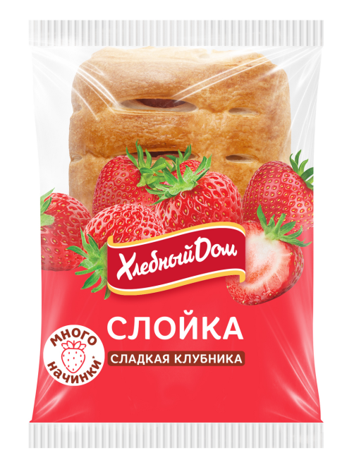 Слойка Хлебный дом Сладкая клубника, 55г