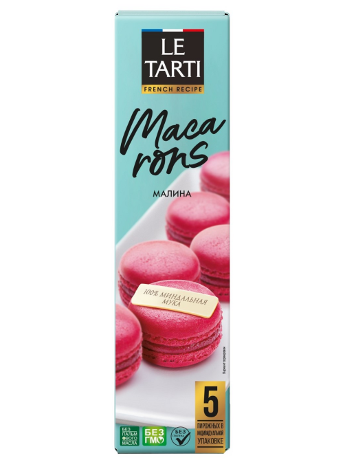 Пирожное Le Tarti миндальное макарон с малиной, 60г