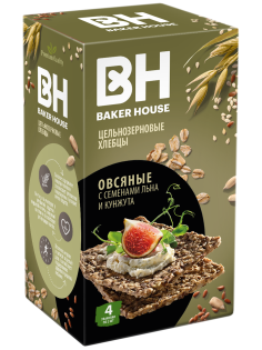 Хлебцы цельнозерновые Baker House овсяные лен-кунжут, 180г