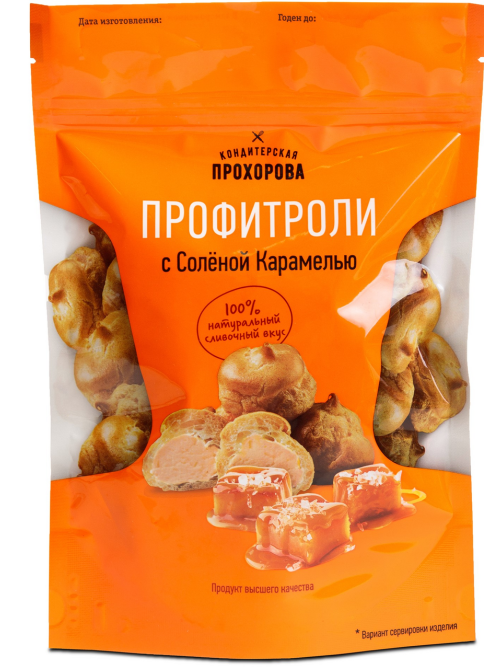 Профитроли Кондитерская Прохорова с соленой карамелью, 170г