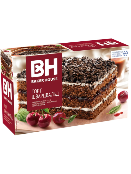 Торт Baker House Шварцвальд трехслойный бисквитный, 350г