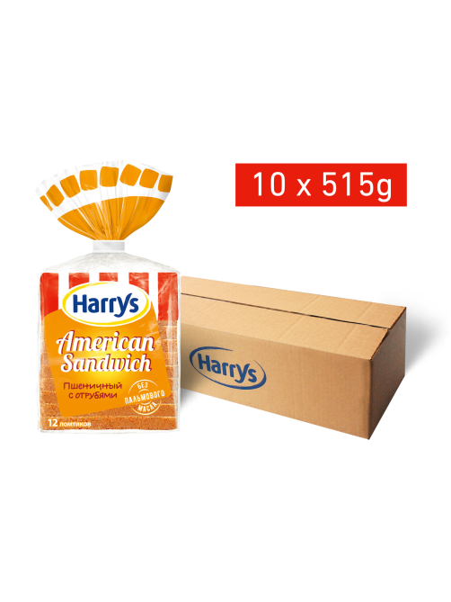 Хлеб тостовый Harry's (Harrys) American Sandwich с отрубями в нарезке 515г