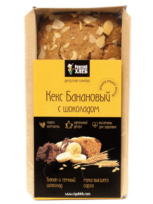 Кекс Рижский хлеб банановый с шоколадом, 350г