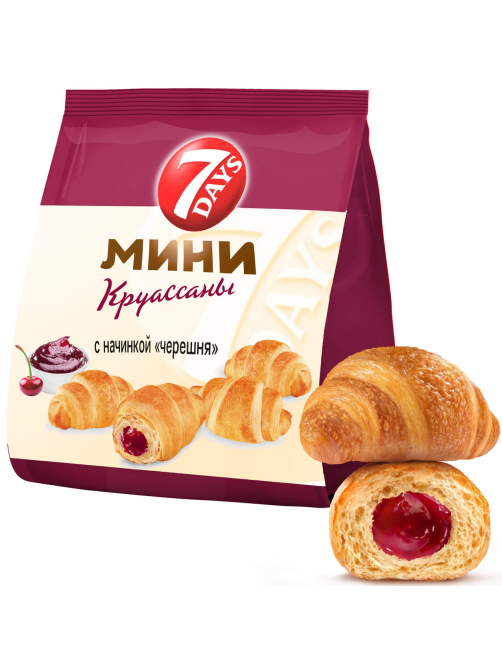 Мини-круассаны 7 Days c начинкой черешня, 265г