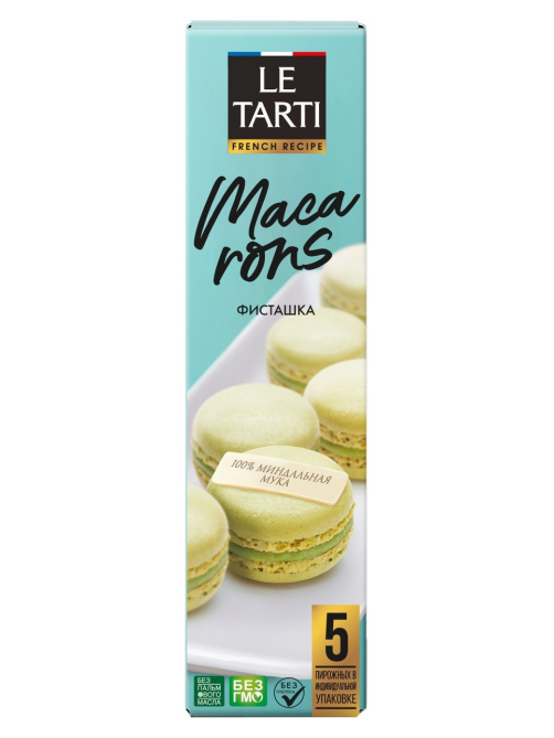 Пирожное Le Tarti миндальное макарон с фисташкой, 60г