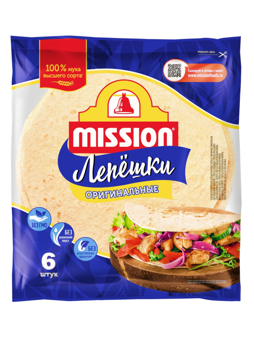 Лепешка Mission Тортилья пшеничная 6шт по 20см, 250г