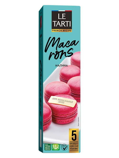 Пирожное Le Tarti миндальное макарон с малиной, 60г