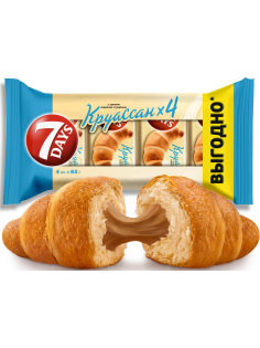 Круассаны 7 Days с кремом со вкусом вареная сгущенка (4шт х 65г), 260г