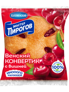 Слойка Мастер Пирогов Венский конвертик с вишней, 70г
