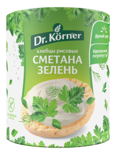 Хлебцы рисовые Dr. Korner Сметана-зелень без глютена, 80г