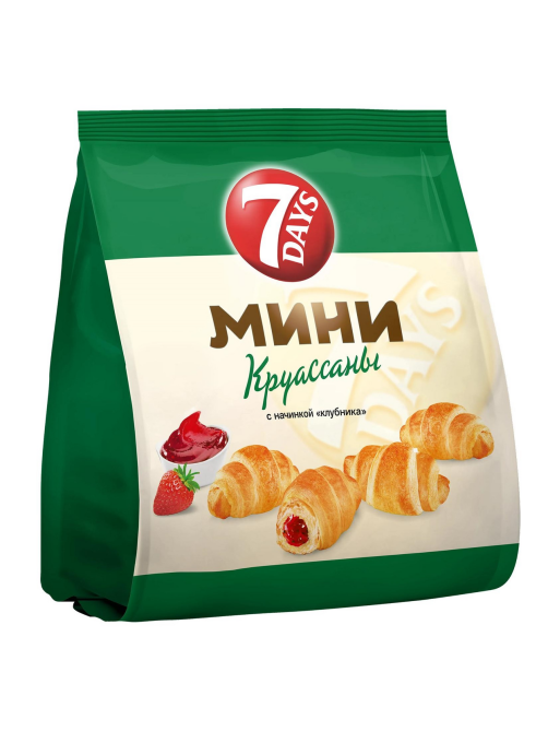 Мини круассаны 7 Days с начинкой клубника, 265г
