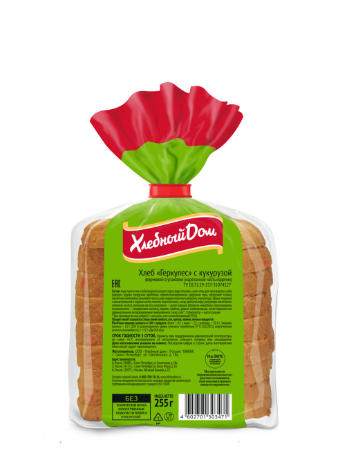 Хлеб геркулес Хлебный дом с кукурузой, 255г