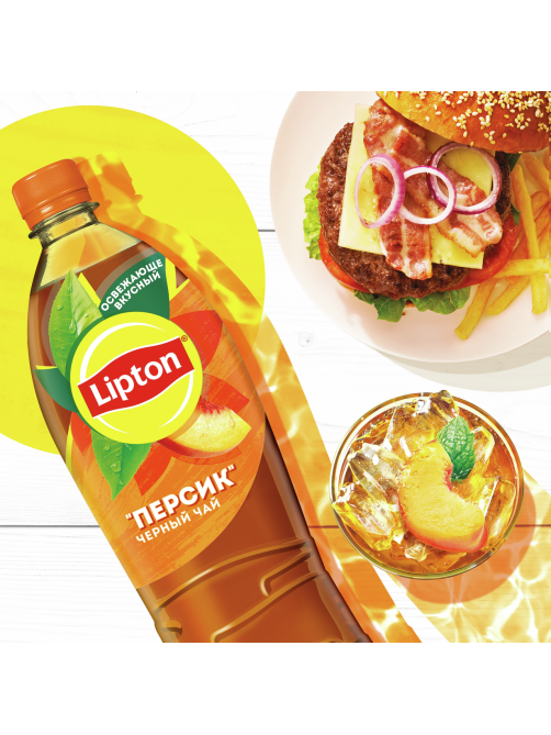 Холодный чай Lipton черный со вкусом персика, 1л