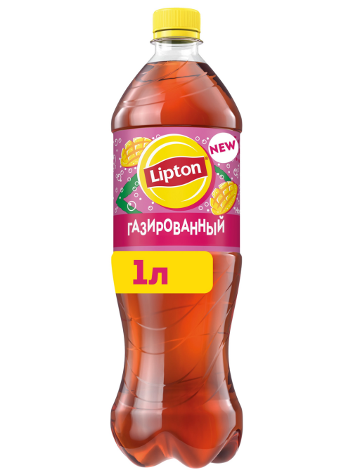 Холодный чай Lipton манго и личи черный газированный, 1л
