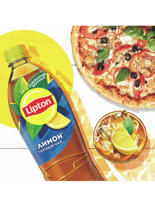 Холодный чай Lipton черный со вкусом лимона, 1л