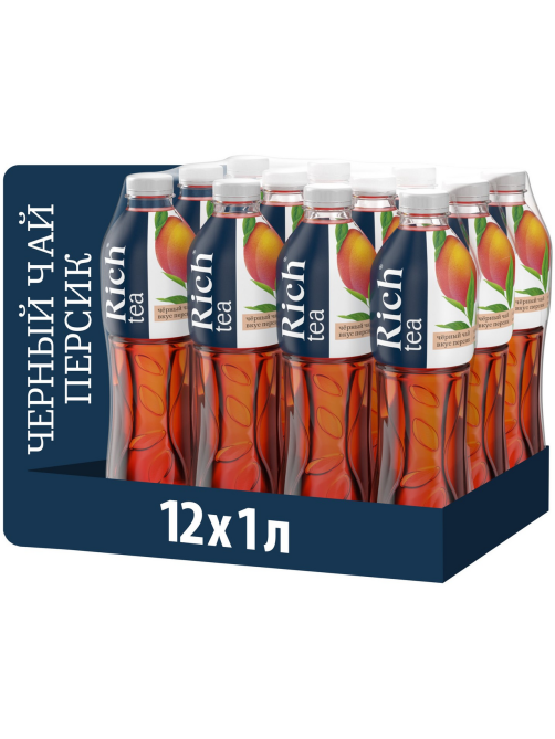 Холодный чай Rich tea черный со вкусом персика, 1л