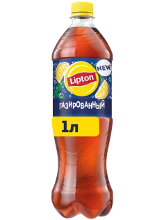 Холодный чай Lipton лимон черный газированный, 1л