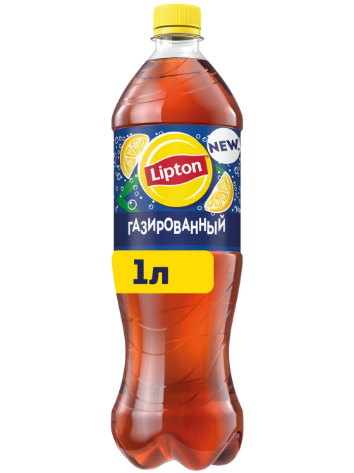 Холодный чай Lipton лимон черный газированный, 1л