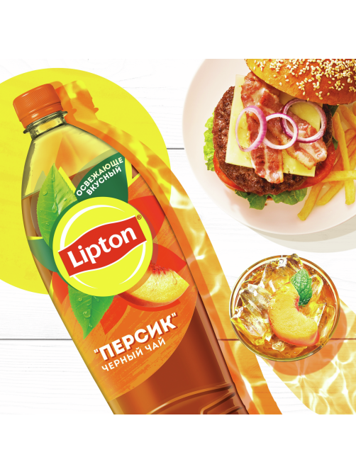Холодный чай Lipton черный со вкусом персика, 1.5л