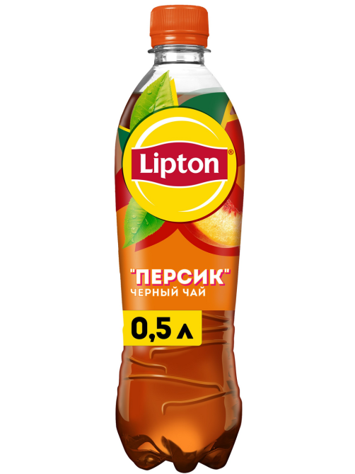 Холодный чай Lipton черный со вкусом персика, 500мл