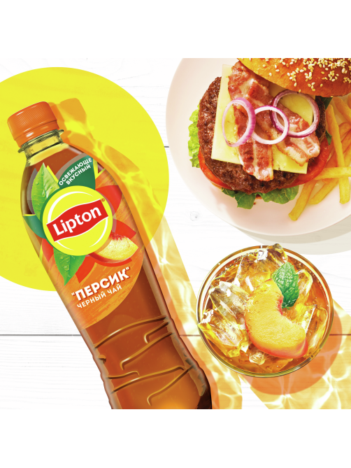Холодный чай Lipton черный со вкусом персика, 500мл