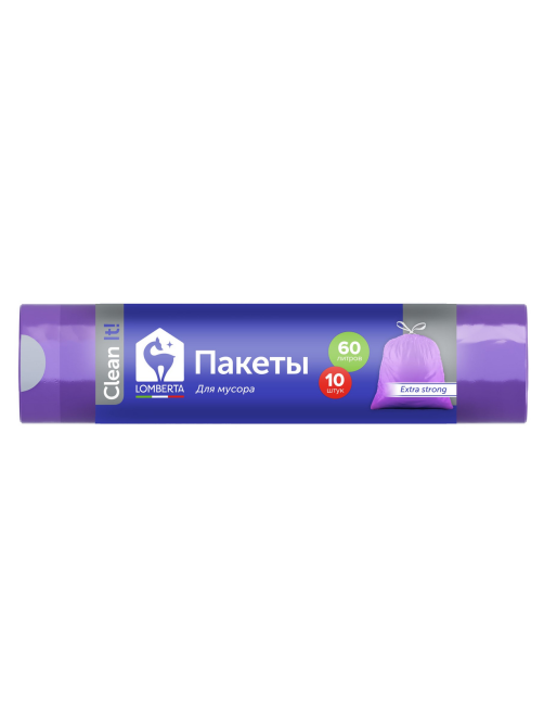 Пакеты для мусора Lomberta Overlap с затяжкой, 60л x 10шт