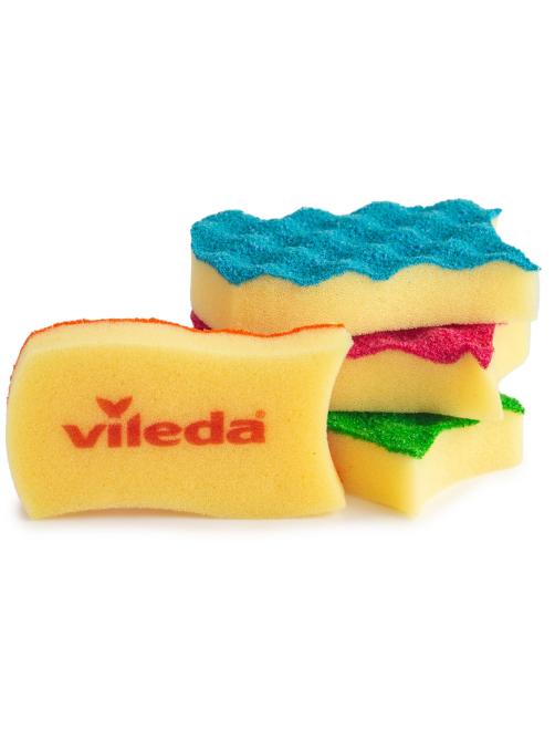 Губка для посуды Vileda Pur Colors 6 х 9см, 4 шт