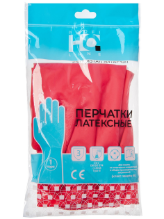 Перчатки Home Queen Profline латексные красные химически стойкие размер L