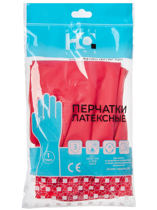 Перчатки Home Queen Profline латексные красные химически стойкие размер L