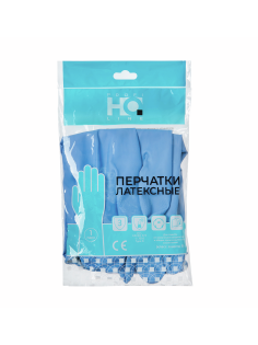 Перчатки Home Queen Profline латексные синие химически стойкие размер L