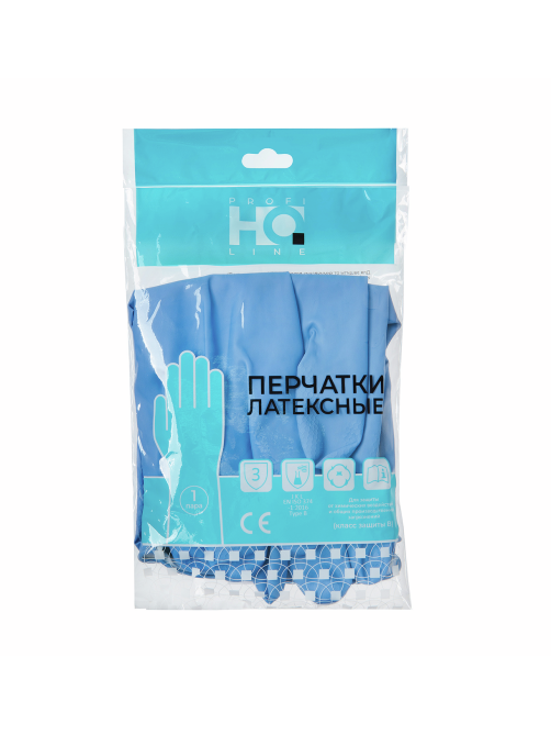 Перчатки Home Queen Profline латексные синие химически стойкие размер L
