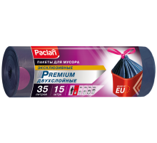 Пакеты для мусора Paclan Premium синий в рулоне 30мкм 15шт, 35л