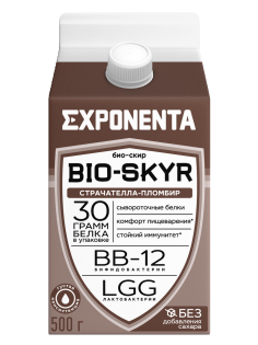 Напиток кисломолочный Exponenta Bio-Skyr страчателла-пломбир обезжиренный с высоким содержанием белка, 500г