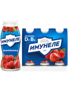 Напиток кисломолочный Имунеле с земляникой 1.2%, 100г х 6 шт