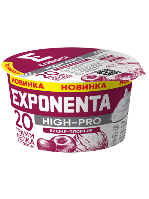 Продукт кисломолочный Exponenta High-pro Вишня-пломбир обезжиренный с высоким содержанием белка, 160г