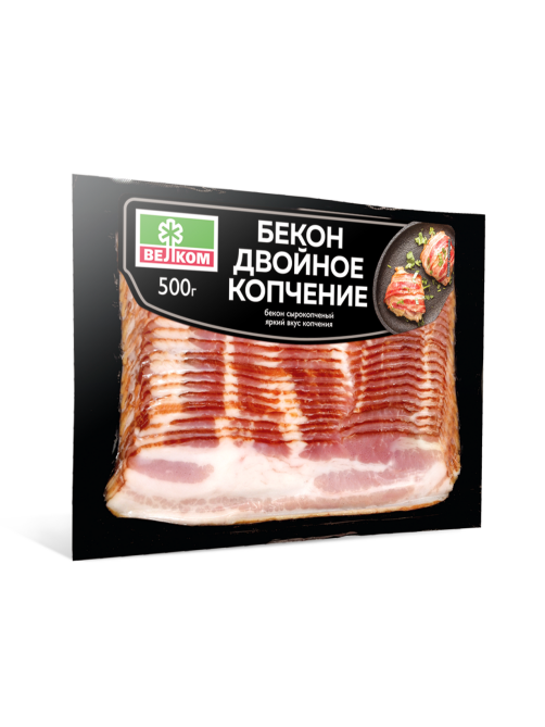 Бекон Велком Двойное копчение сырокопченый нарезка, 500г