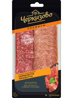 Колбаса Черкизово Премиум Сервелетти и Прошутто нарезка сырокопченая, 85г