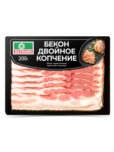 Бекон Велком Двойное копчение сырокопченый нарезка, 200г