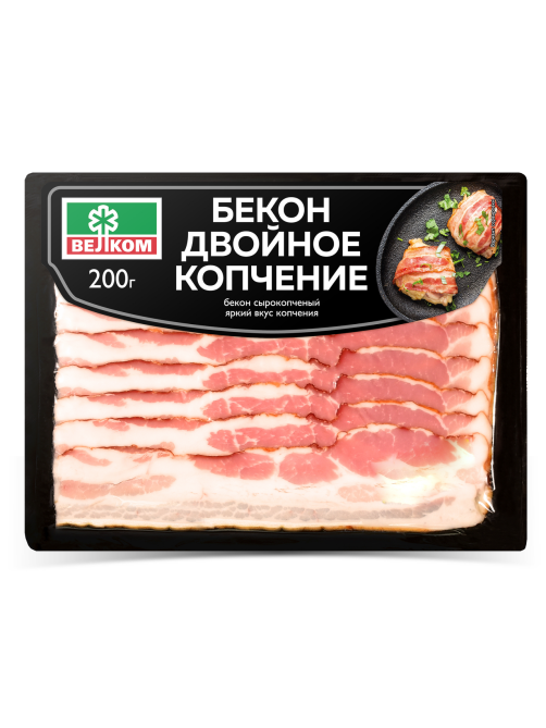 Бекон Велком Двойное копчение сырокопченый нарезка, 200г