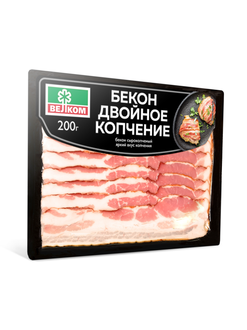 Бекон Велком Двойное копчение сырокопченый нарезка, 200г
