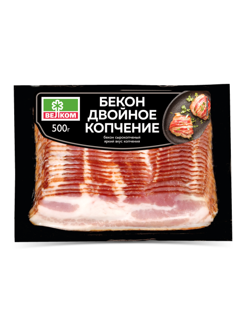Бекон Велком Двойное копчение сырокопченый нарезка, 500г