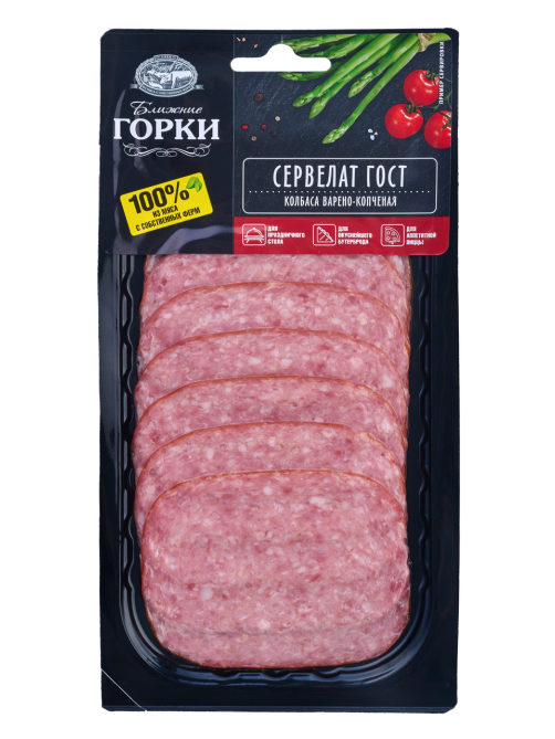 Колбаса Ближние горки Сервелат нарезка, 90г