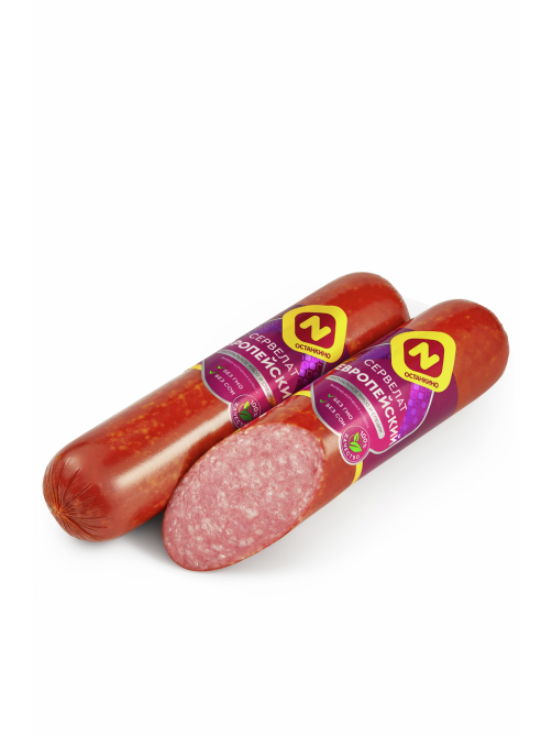 Колбаса Останкино Сервелат Европейский варено-копченая, 660г