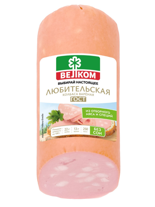 Колбаса Велком Любительская вареная ГОСТ, 400г