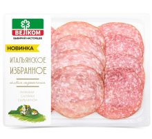 Колбаса Велком Римини-салями-сальчичон сырокопченый нарезка, 90г