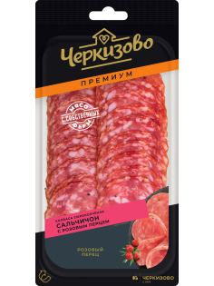 Колбаса Черкизово Сальчичон Premium с розовым перцем сырокопченая нарезка, 85г