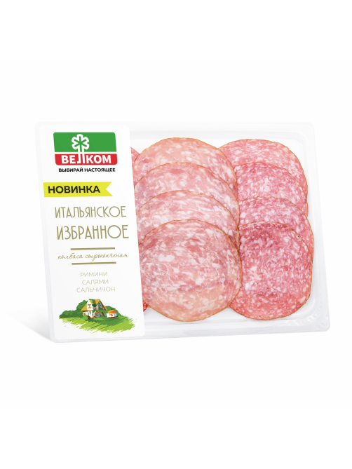 Колбаса Велком Римини-салями-сальчичон сырокопченый нарезка, 90г